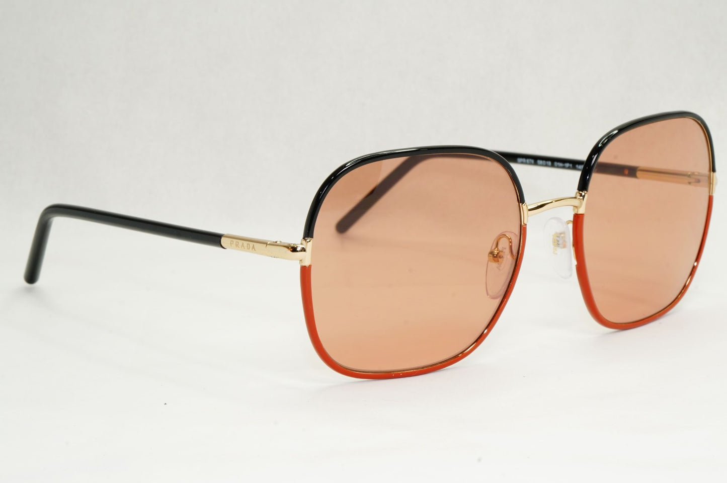 Prada Sunglasses Black Gold Brown Square PR67XS SPR 67X 01H-1P1 58mm