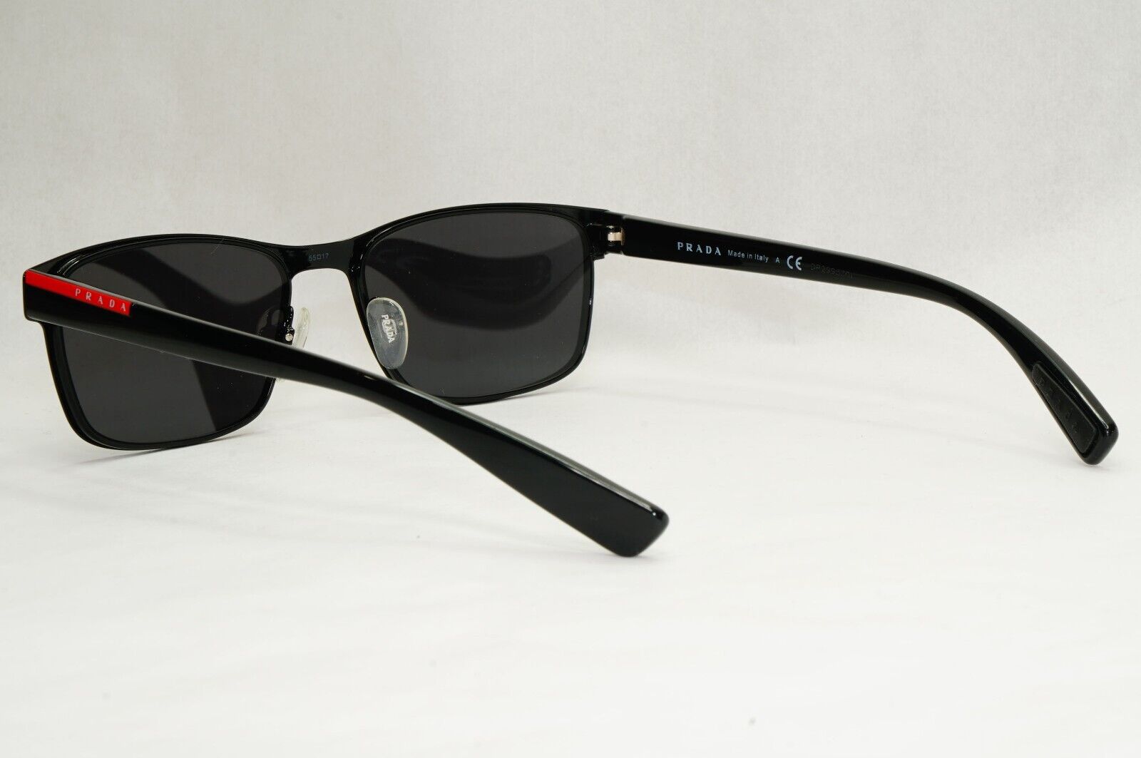 Prada Sunglasses Black Rectangle Square Metal Rim PS50GV VPS 50G 1AB-1O1 55mm