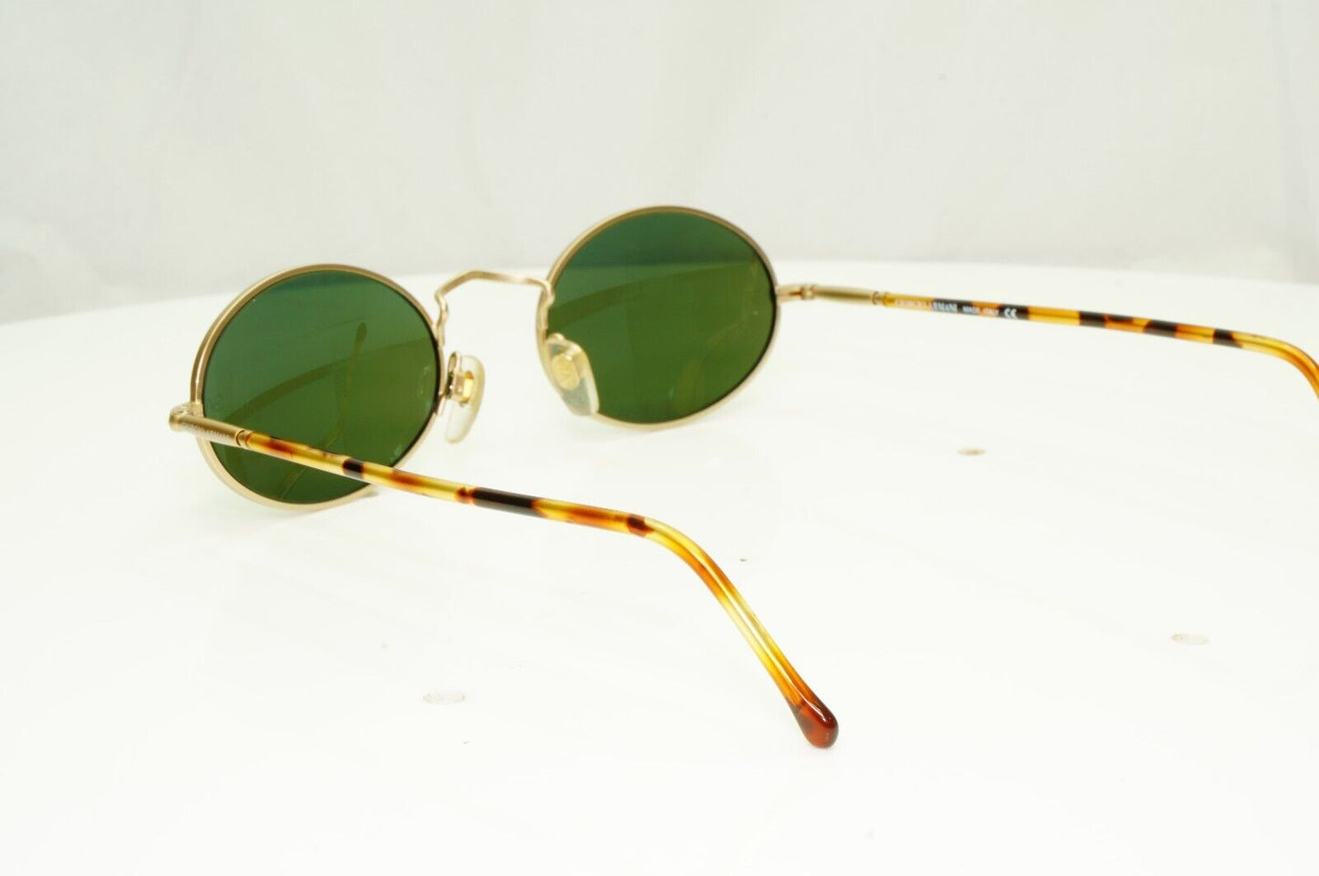 Giorgio Armani 1997 Vintage Sunglasses Gold Brown Green Glass Lens 650 703 50mmA