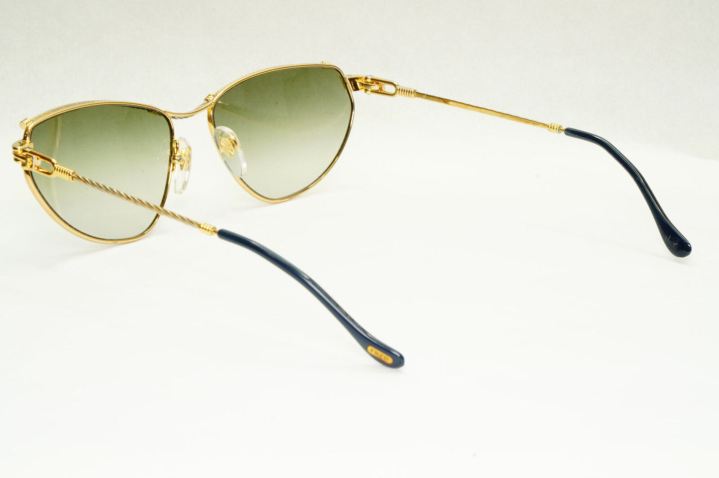Fred 1990s Cable Twist Gold Sunglasses Vintage Alize France 57-16 Unisex 310323