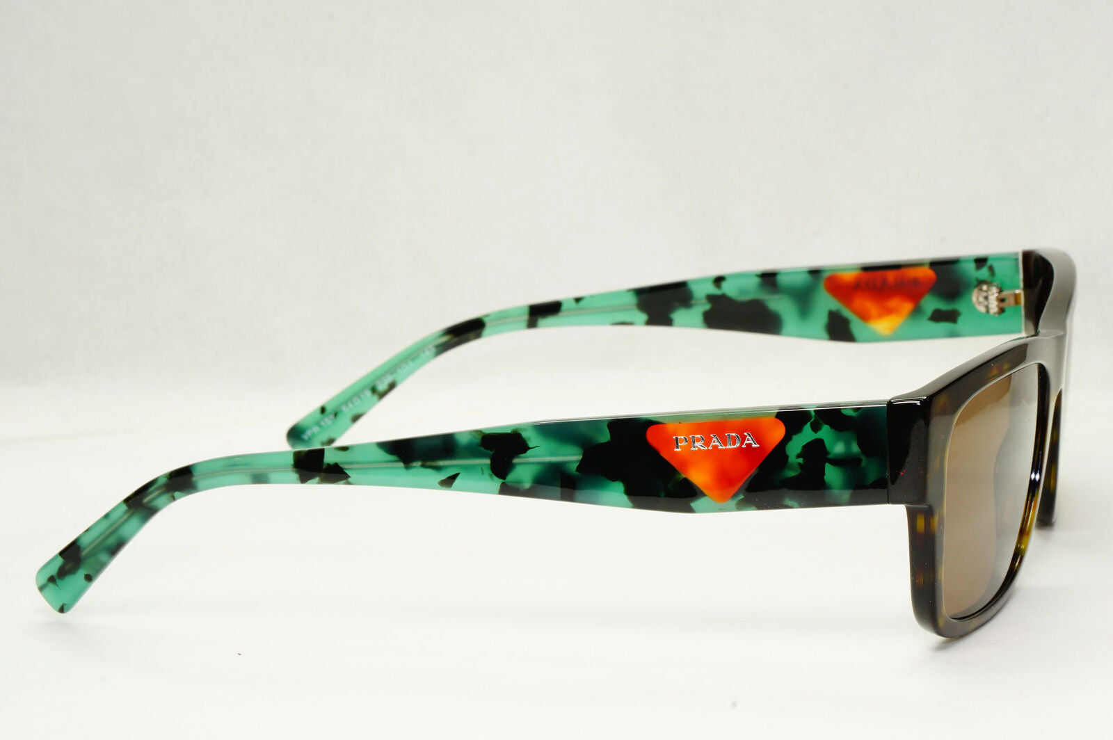 Prada Sunglasses Brown Green Triangle Logo Havana PR15YV VPR 15Y 23B-1O1 54mm