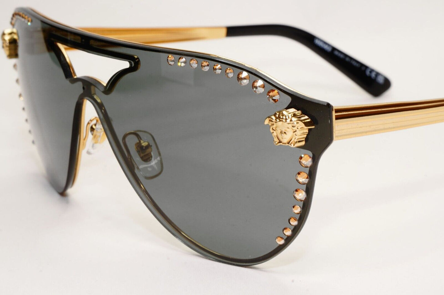 Versace Sunglasses Gold Diamante Medusa Grey Unisex MOD VE 2161-B 1002/87