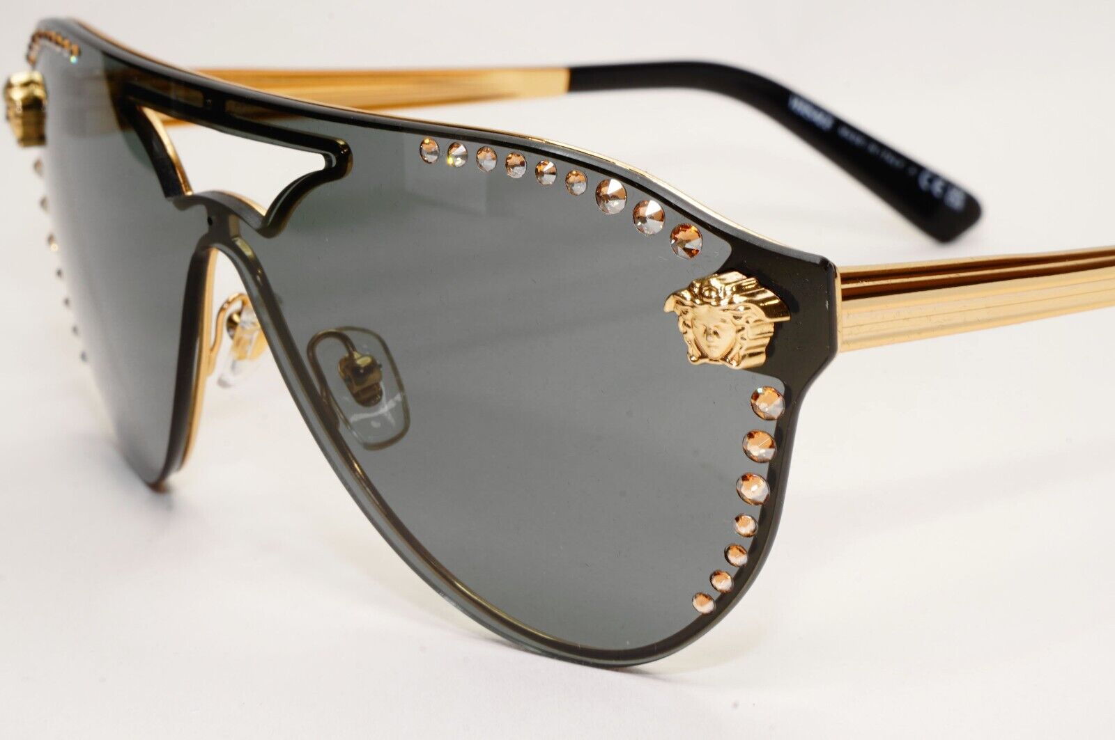 Versace Sunglasses Gold Diamante Medusa Grey Unisex MOD VE 2161-B 1002/87