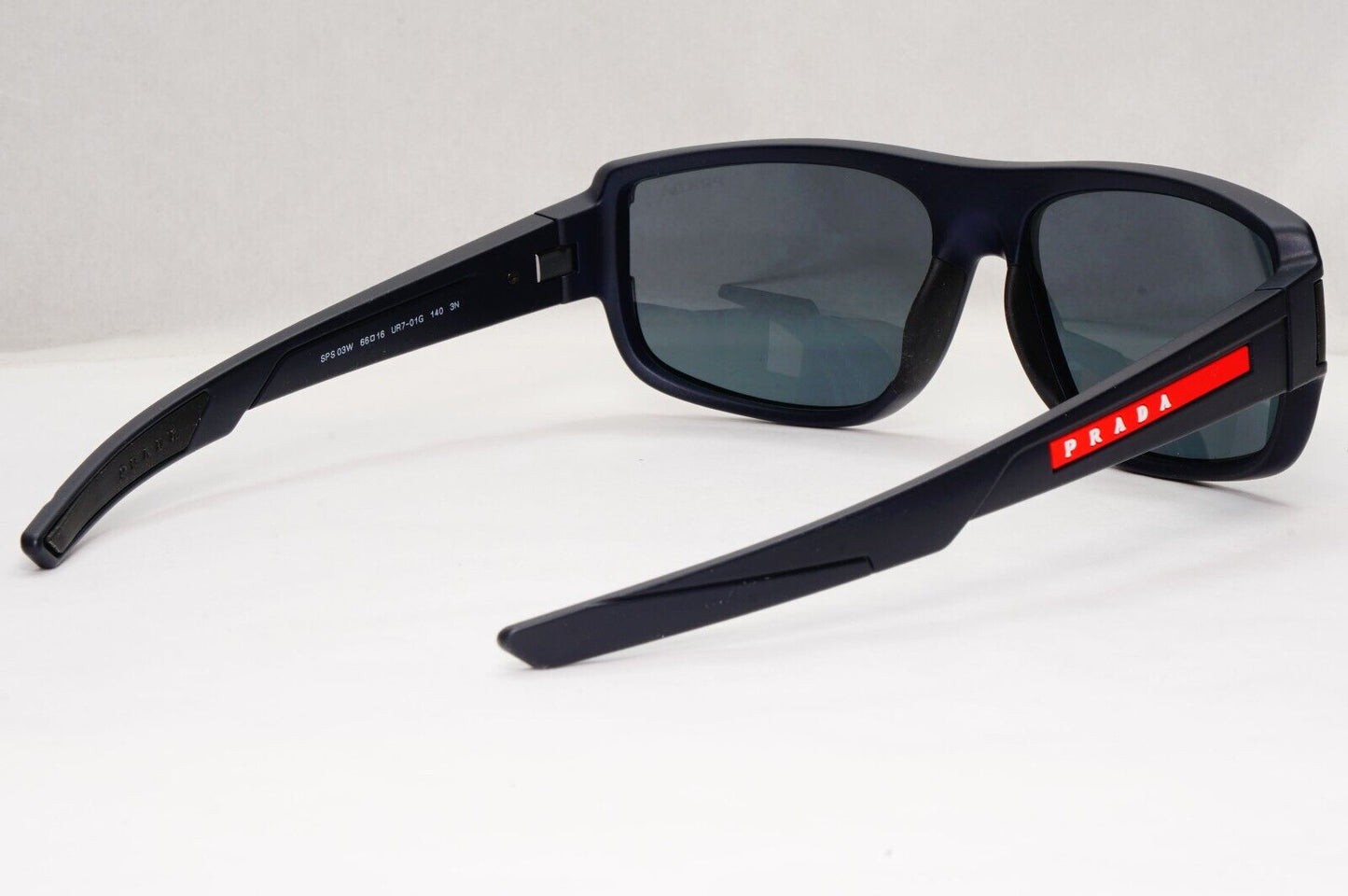 Prada Sunglasses Blue Mirror Rubber Wrap Square PS03WS SPS 03W UR7-01G