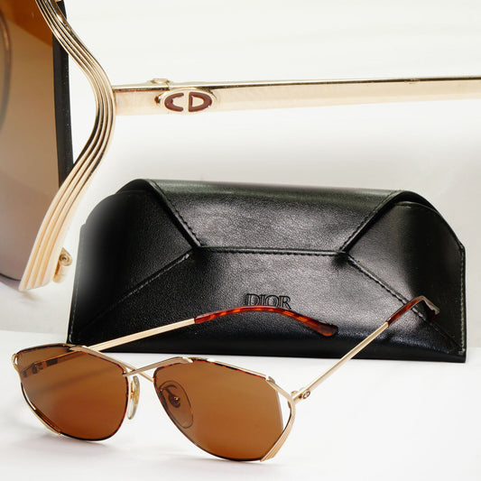 Dior 1990s Austria Sunglasses Vintage Metal Brown Gold Square 2684 41 190123