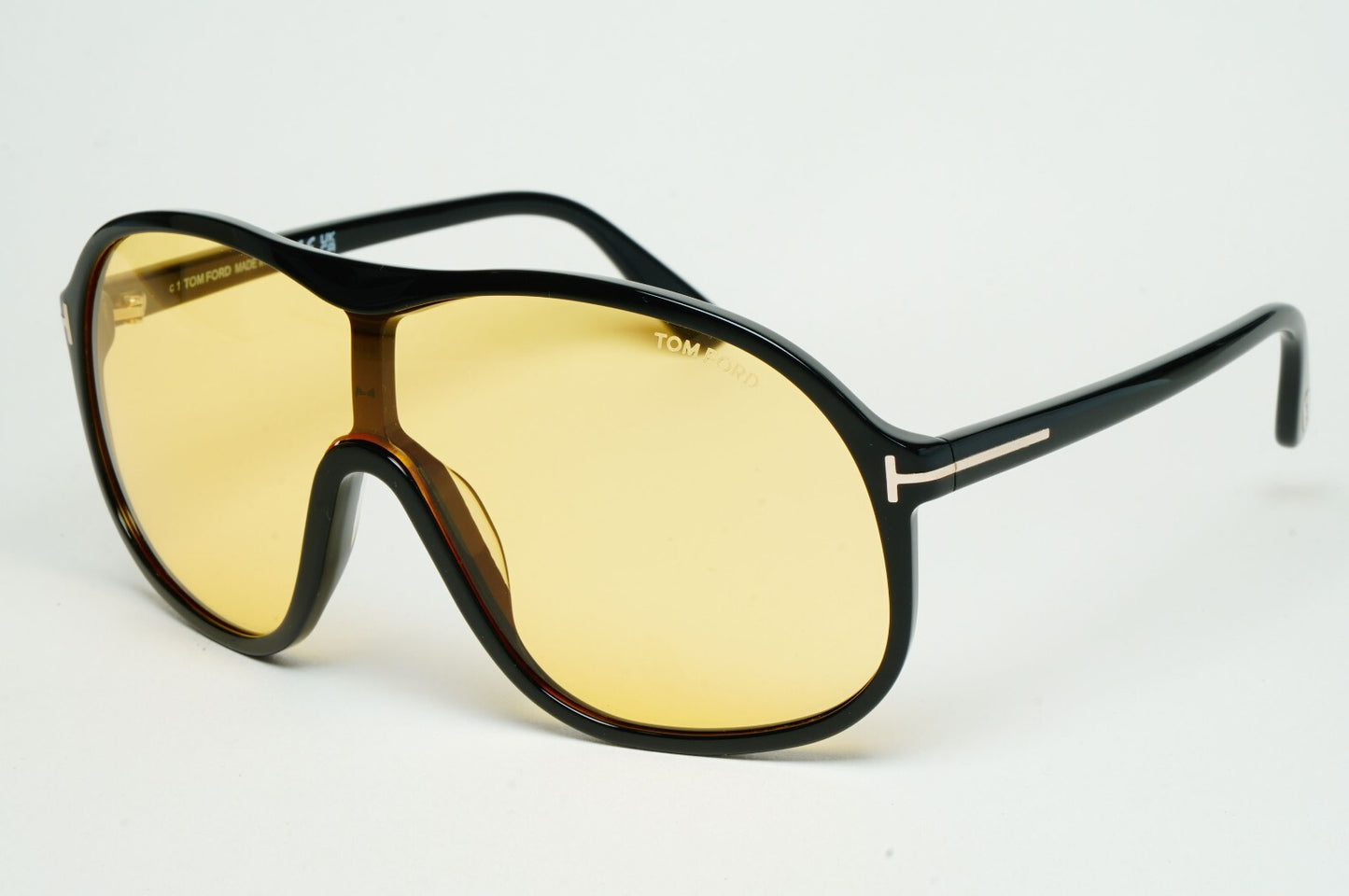 Tom Ford Sunglasses Drew Black Yellow Shield Visor Large FT0964 TF 964 01E