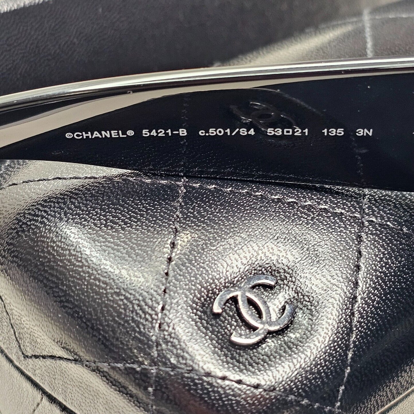 Chanel Sunglasses Black Diamante Rhinestone Square Large 5421-B c.501/S4 53mm