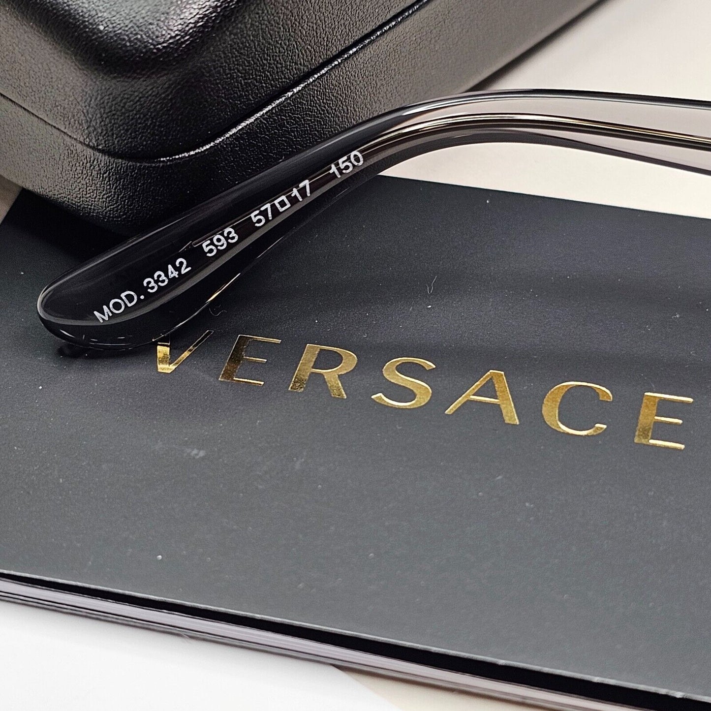 Versace Sunglasses Grey Transparent Black Square Medusa MOD 3342 593 57mm