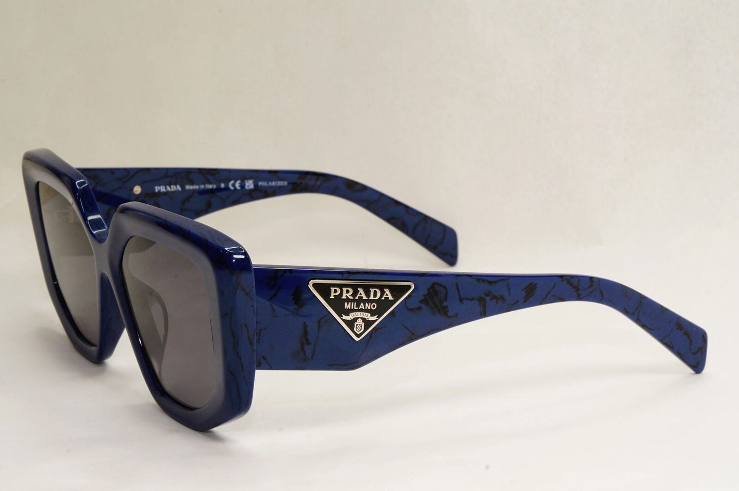 Prada Sunglasses Polarised Blue Marble Triangle Square PR14ZSF SPR 14Z-F 18D-5Z1