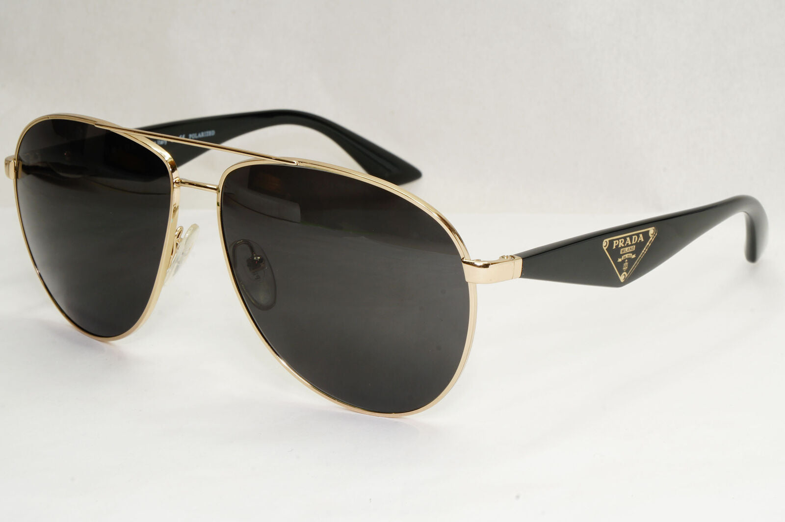 Prada Sunglasses Triangle Logo Black Gold Pilot PR53QS SPR 53Q ZVN-5Z1 130224