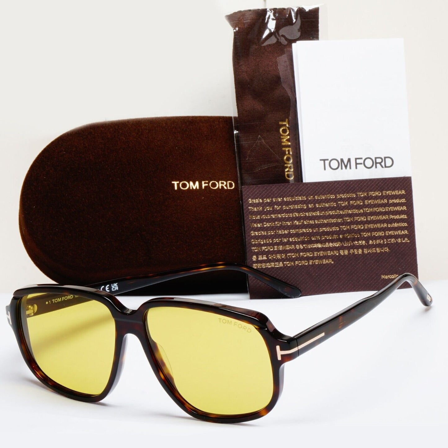Tom Ford Sunglasses Anton Yellow Brown Tortoiseshell Square FT1024 TF 1024 52E