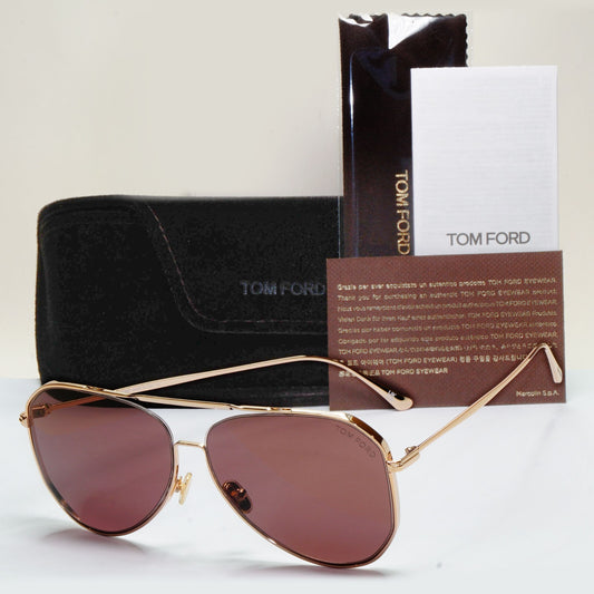 Tom Ford Sunglasses Charles-02 Gold Navigator Pilot FT0853 TF 853 28E 60mm [a]