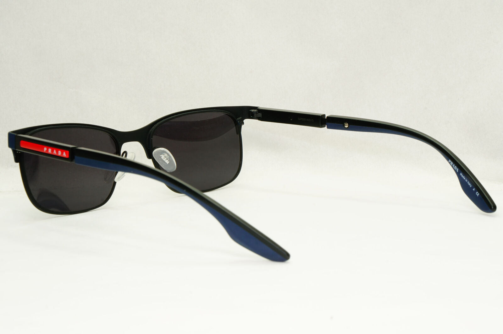 Prada Sunglasses Black Dark Blue Rubber Rectangle PS52NV VPS 52N 07P-1O1 53mm
