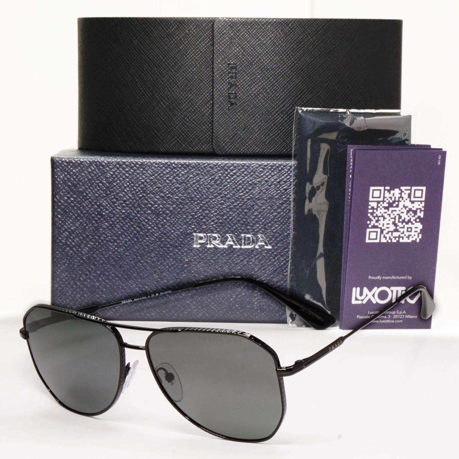 Prada Sunglasses Glass Lens Black Metal Pilot  PR63XS SPR 63X 1AB-08G 58mm