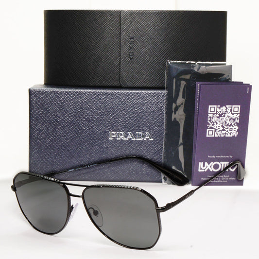 Prada Sunglasses Glass Lens Black Metal Pilot  PR63XS SPR 63X 1AB-08G 58mm