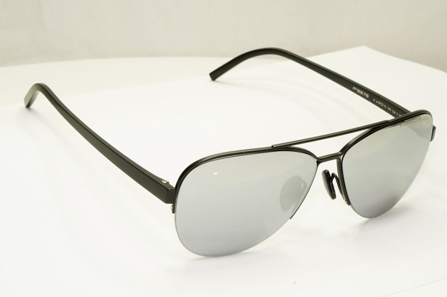 Porsche Design Silver Sunglasses Mirror Black Matte Fashion Pilot Mens P8676 A
