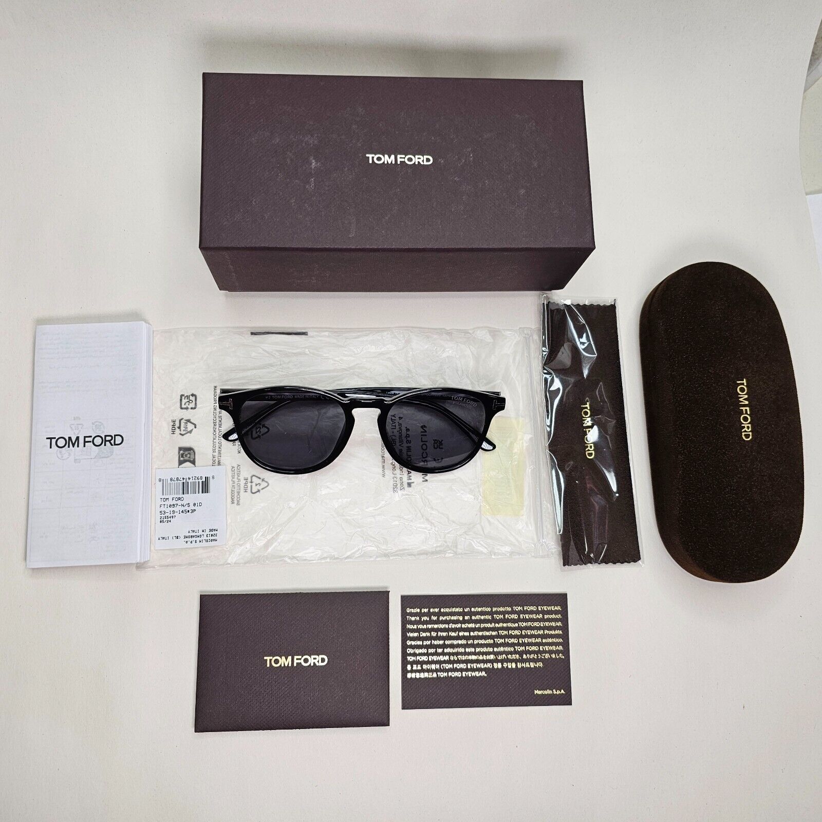 Tom Ford Sunglasses Polarised Black Round Grey FT1097-N TF 1097-N 01D 53mm