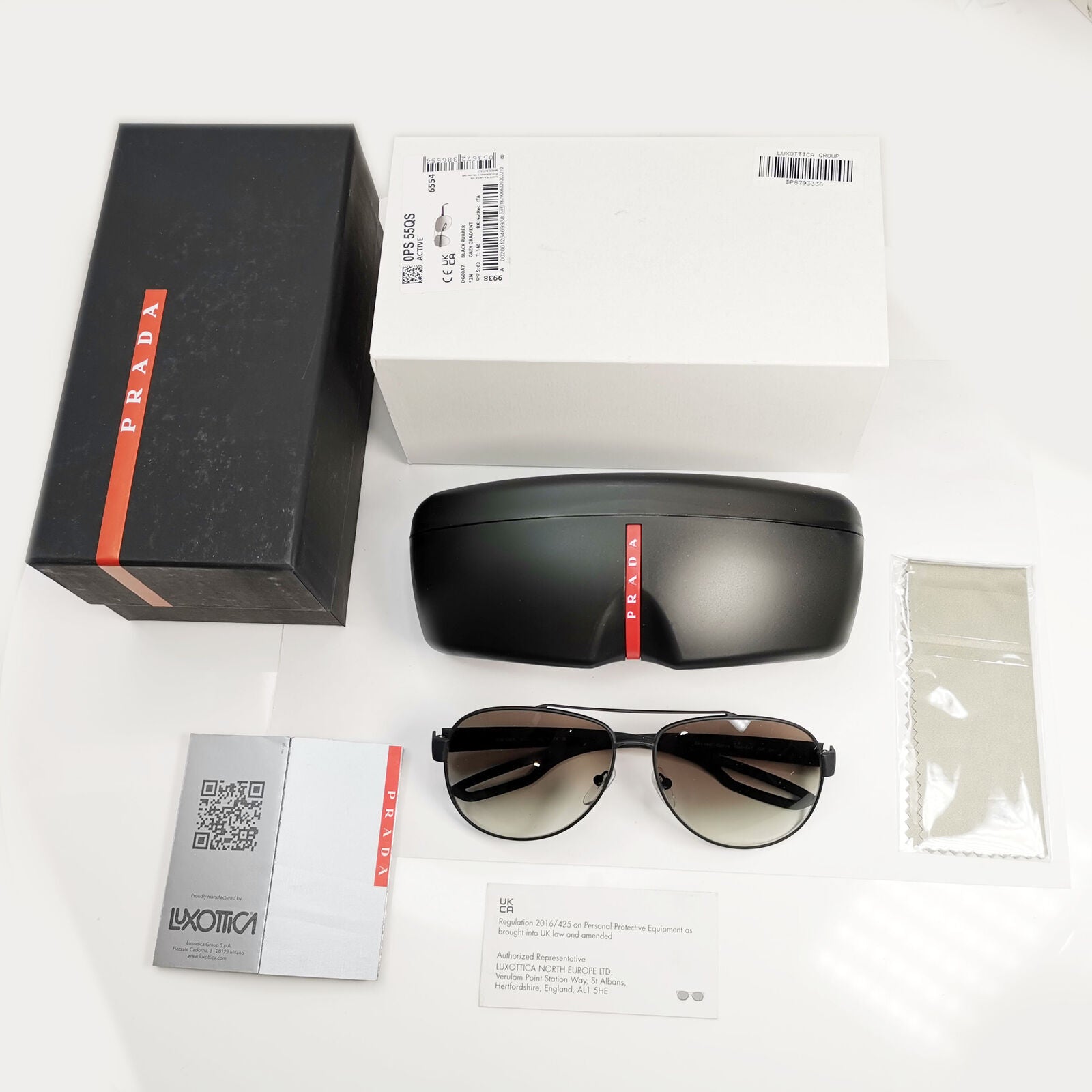 Prada Black Sunglasses Pilot Grey Gradient Sport Rubber PS55QS SPR 55Q DG0-0A7