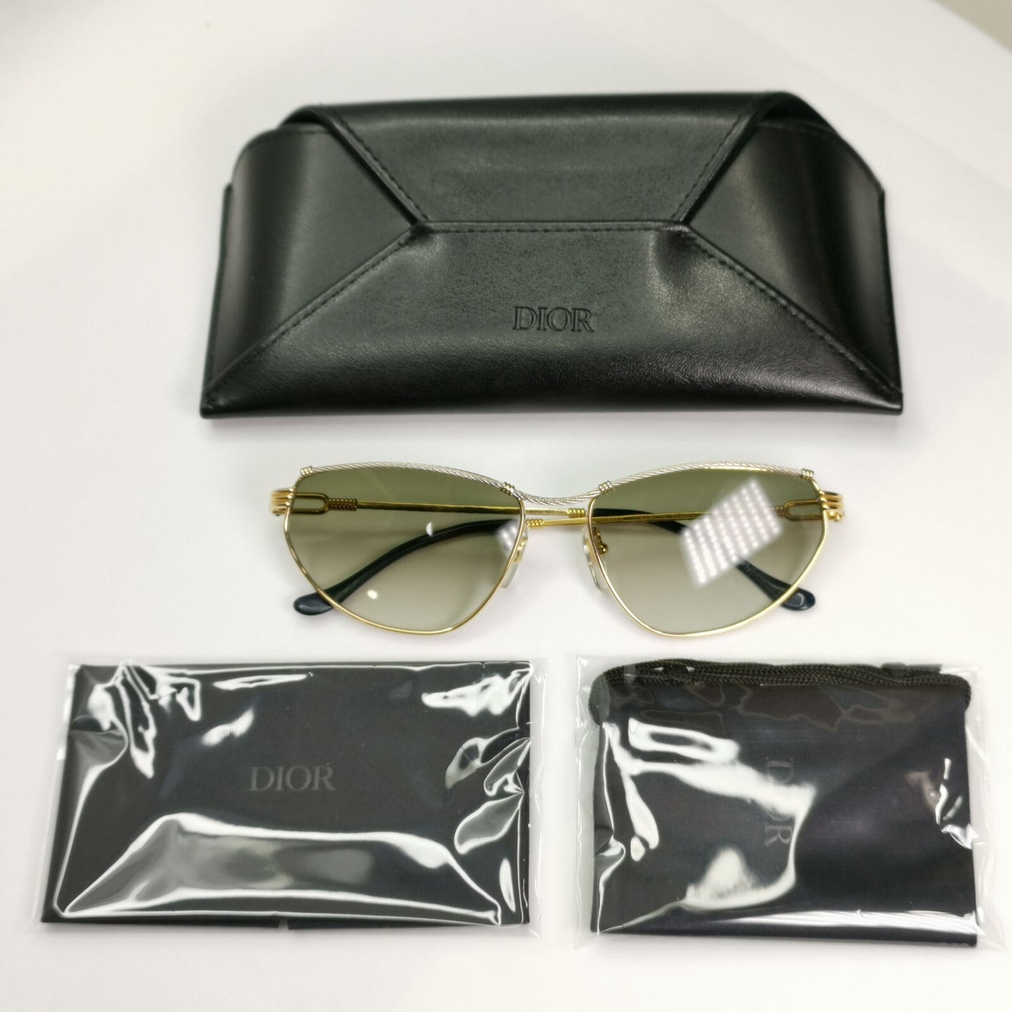 Fred 1990s Cable Twist Gold Sunglasses Vintage Alize France 57-16 Unisex 310323
