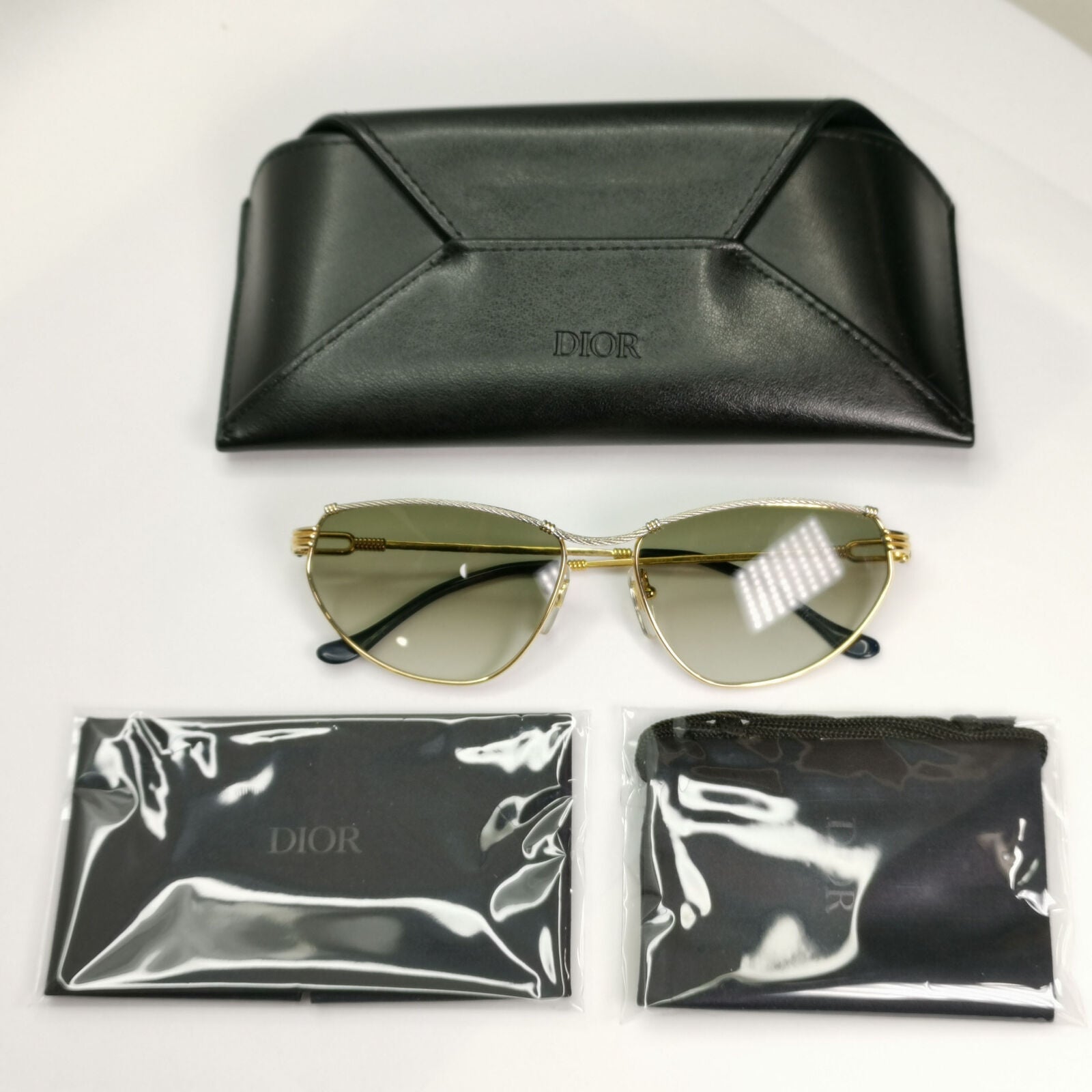 Fred 1990s Cable Twist Gold Sunglasses Vintage Alize France 57-16 Unisex 310323