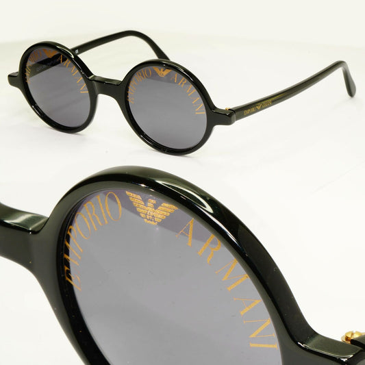 Emporio Armani 1997 Vintage Sunglasses Round Lens Logo Print Black 523-S 020