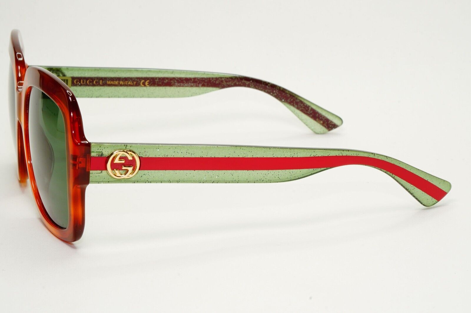 Gucci Sunglasses 2017 Brown Transparent Green Square GG0036S 003 54mm 050824