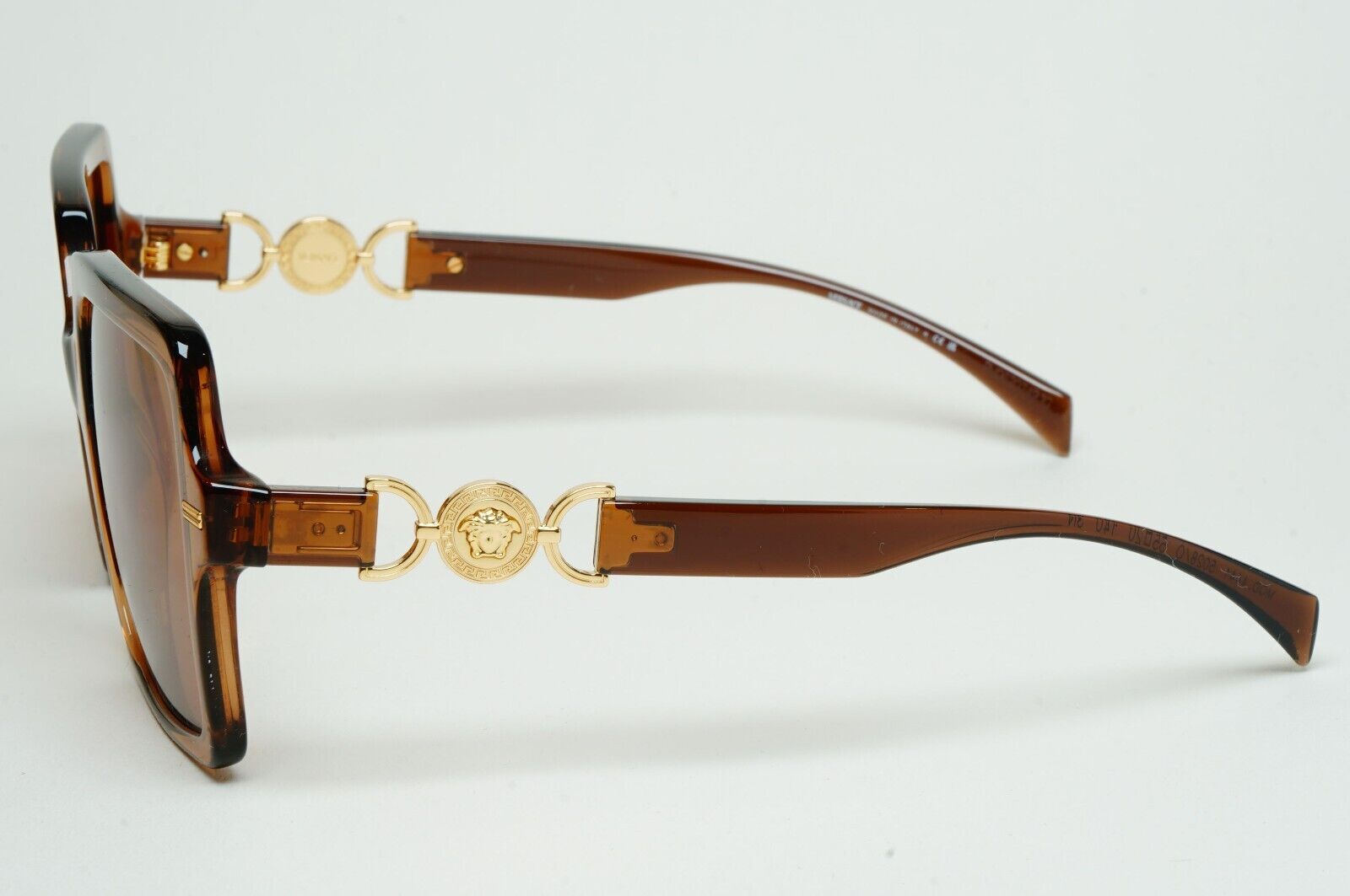 Versace Sunglasses Transparent Brown Gold Medusa Square MOD 4441 5028/O 55mm