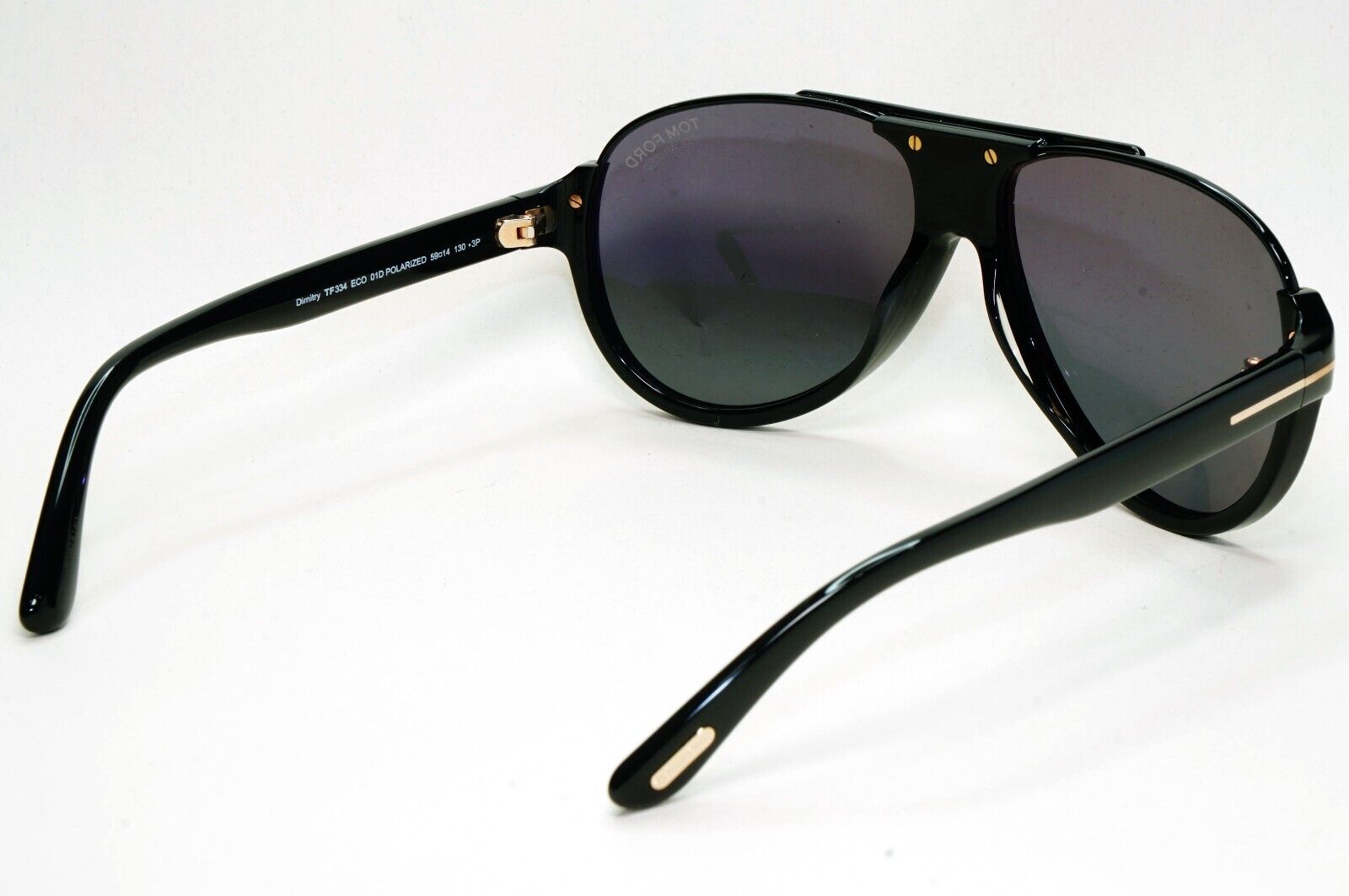 Tom Ford Sunglasses Polarised Black Pilot Gold FT0334 TF 334 Dimitry 01D 59mm