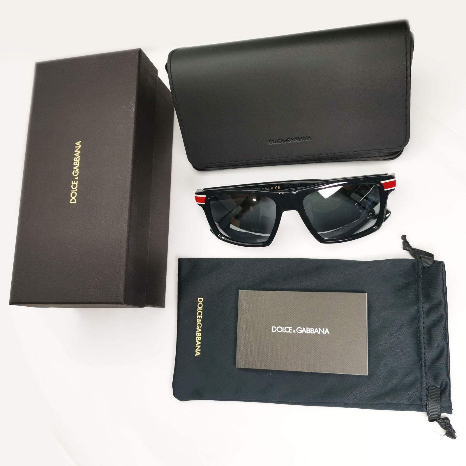 Dolce & Gabbana Sunglasses Black Grey Mirror Red White Square D&G DG 6160 501/6G