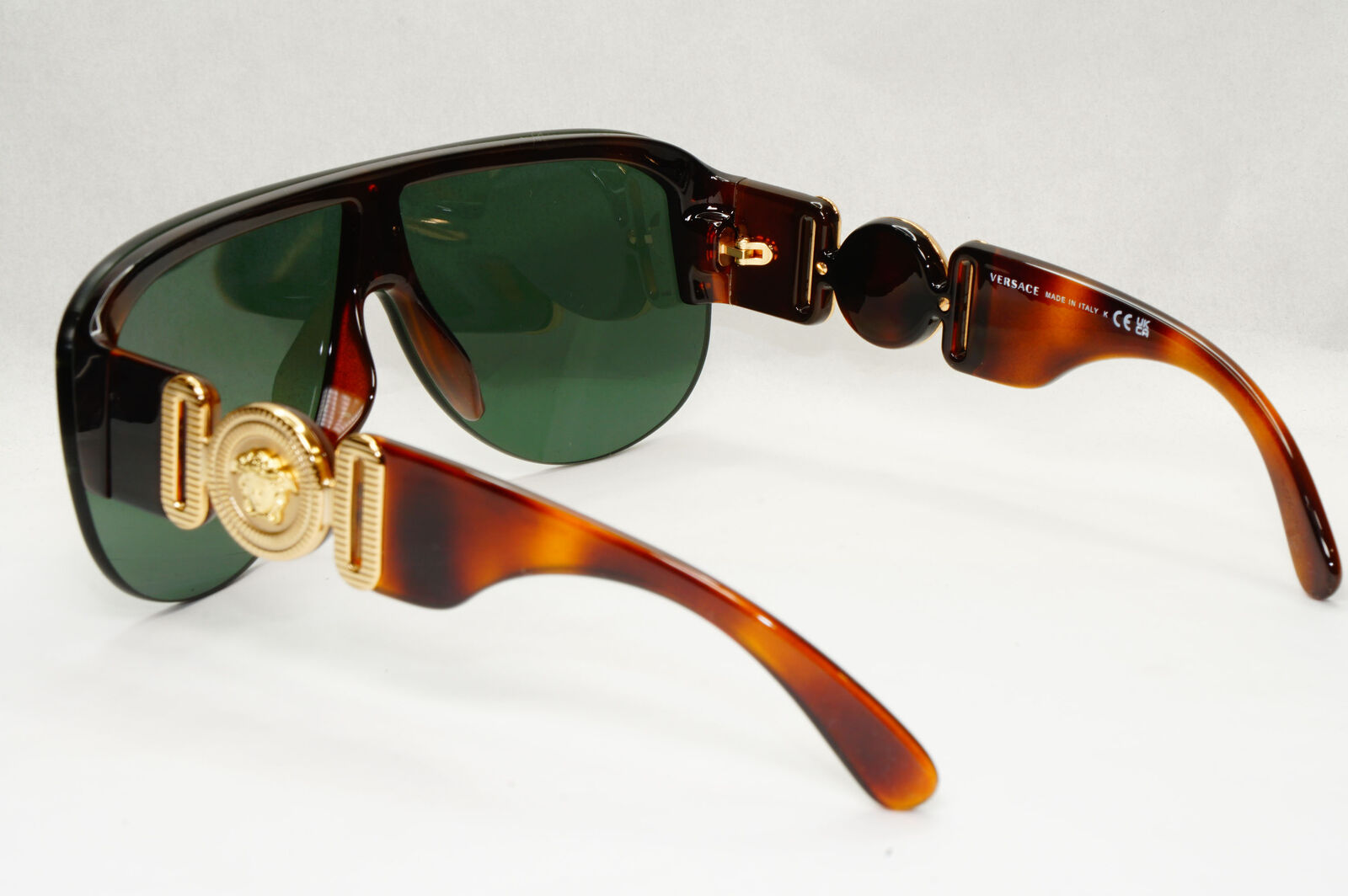 Versace Sunglasses Medusa Shield Brown Gold Green Visor MOD 4391 5317/71