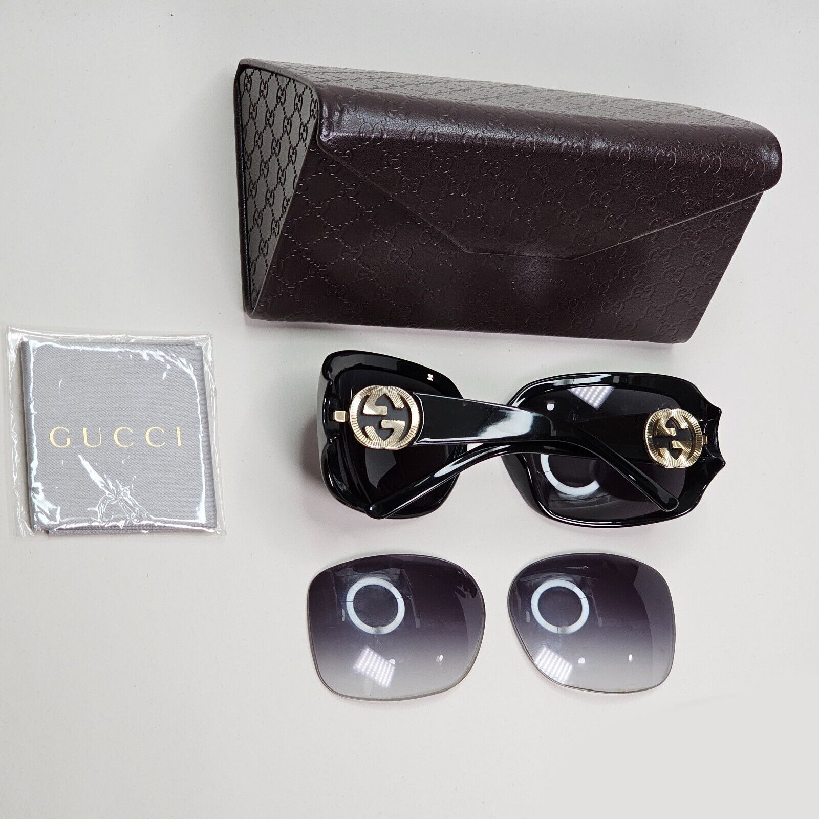 Gucci Sunglasses 2010 Vintage Black Gold Square GG 3164/S D28JJ 61mm 050824