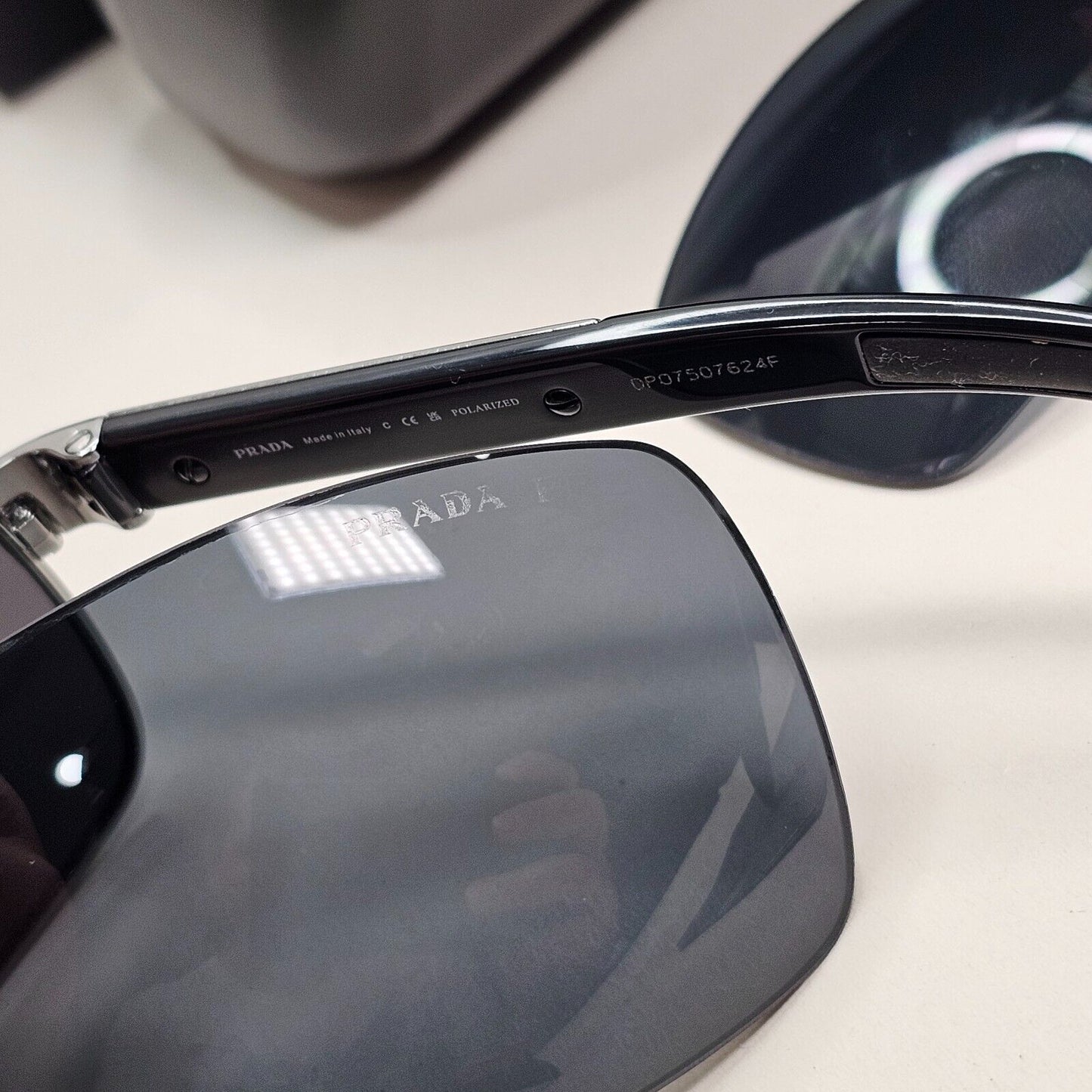 Prada Sunglasses Black Gunmetal Wrap Navigator PS54IS SPS 54I 1AV-5Z1 210924