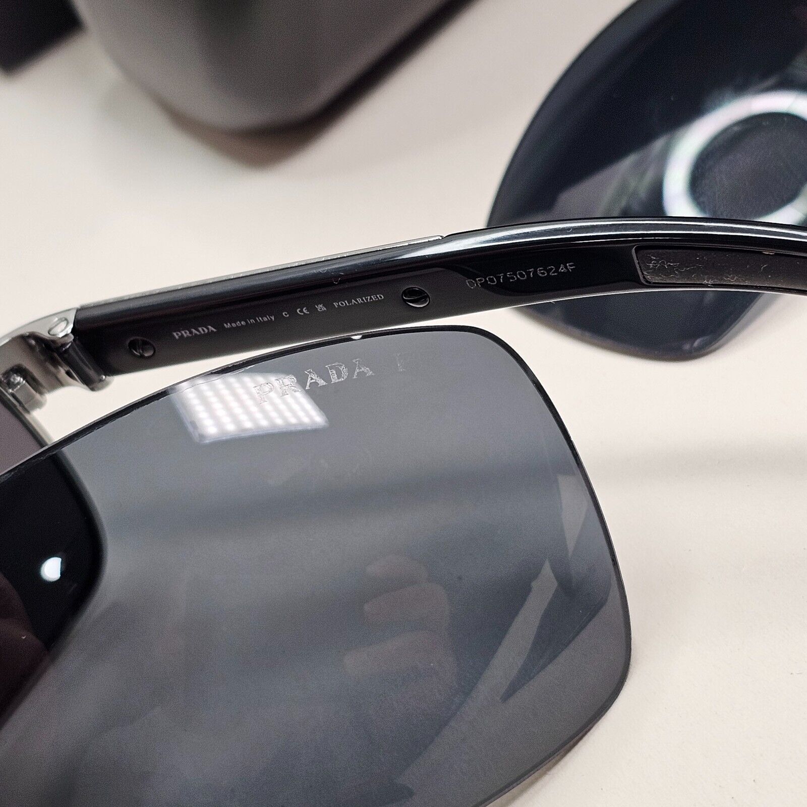 Prada Sunglasses Black Gunmetal Wrap Navigator PS54IS SPS 54I 1AV-5Z1 210924