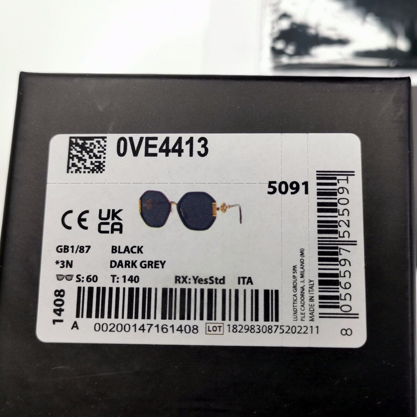 Versace Sunglasses Black Gold Medusa Grey Hexagon Oversized MOD 4413 GB1/87
