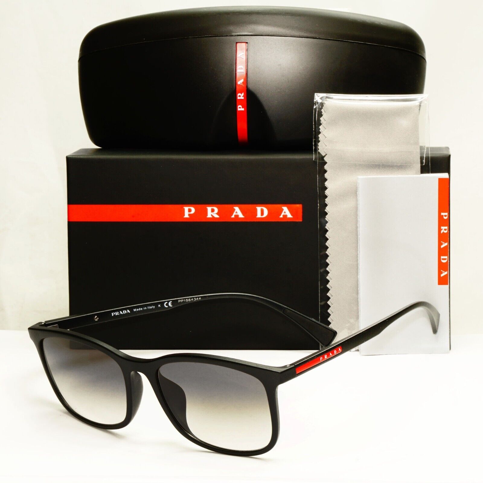 Prada Black Sunglasses Square Grey Gradient Lightweight SPS 01T F DG0-0A7 [a]