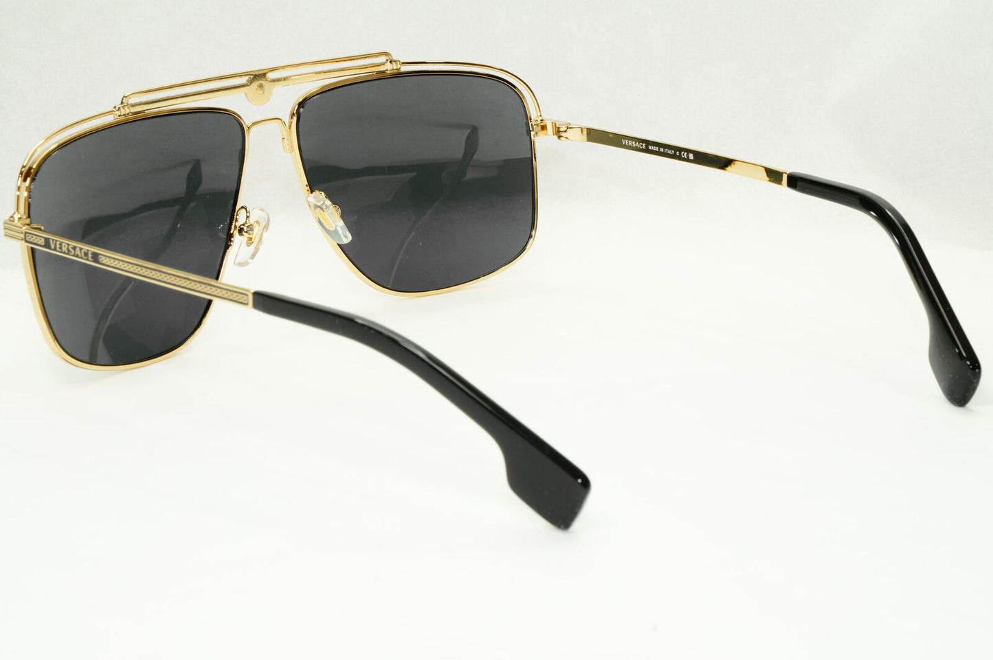 Versace Sunglasses Gold Black Medusa Square Meander MOD 2242 1002/87