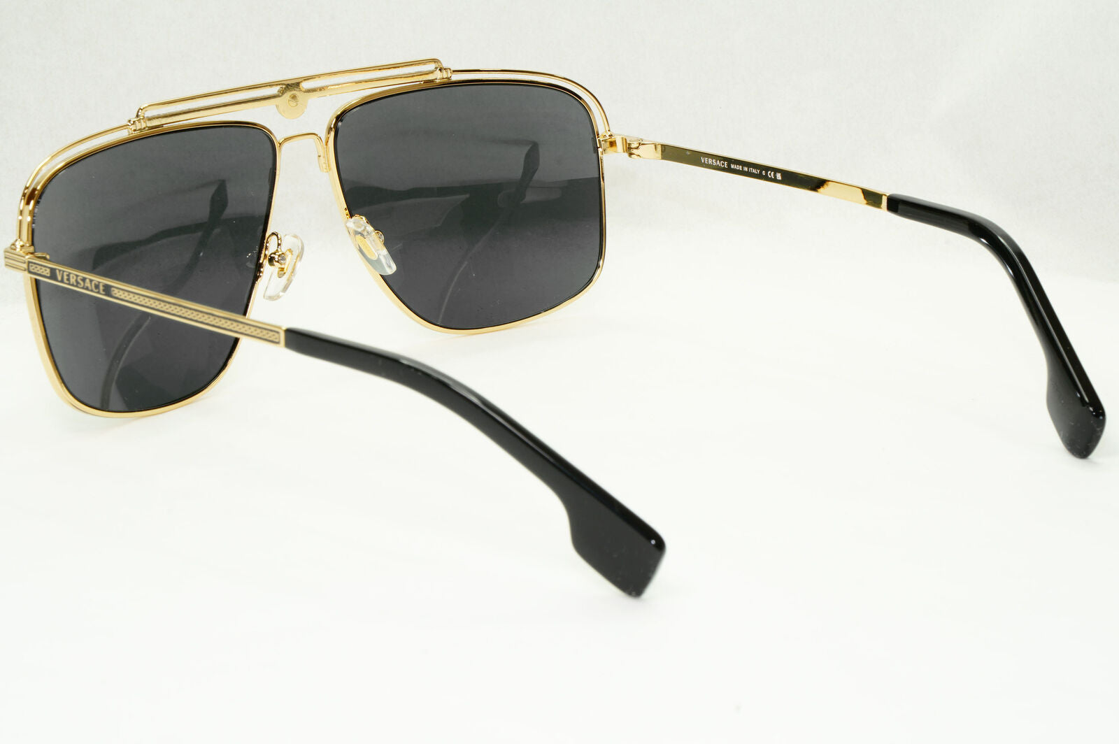 Versace Sunglasses Gold Black Medusa Square Meander MOD 2242 1002/87