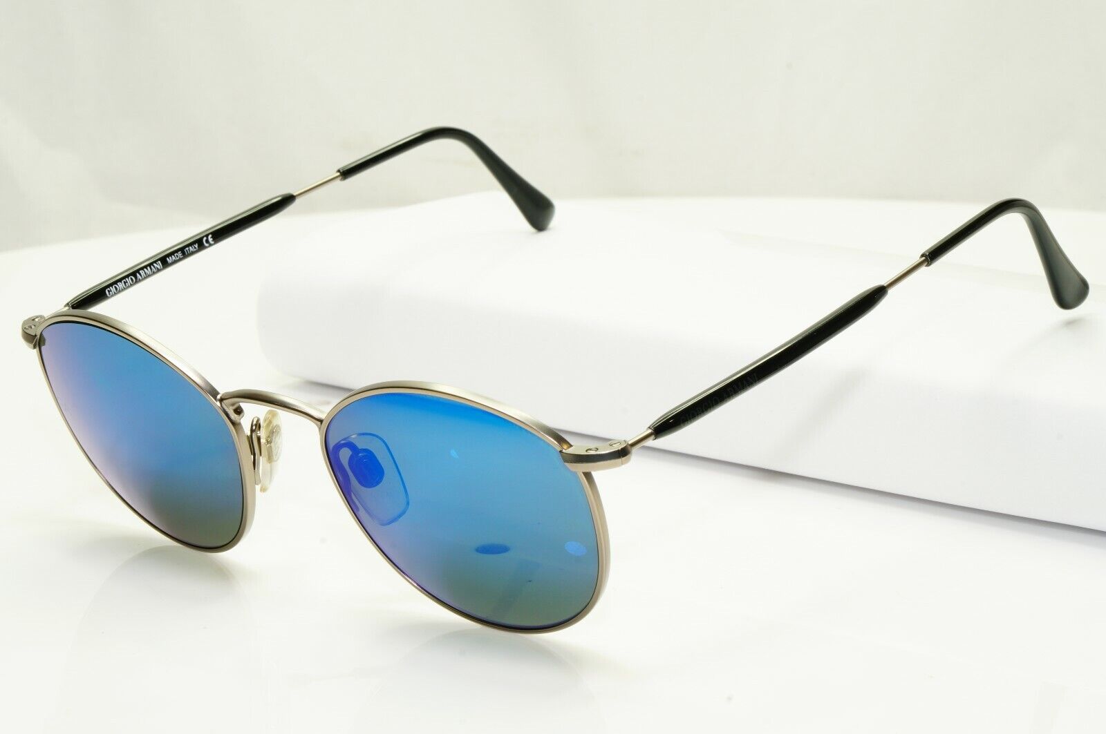 Giorgio Armani 1997 Vintage Sunglasses Blue Mirror Glass Silver 627 815/35 49mm