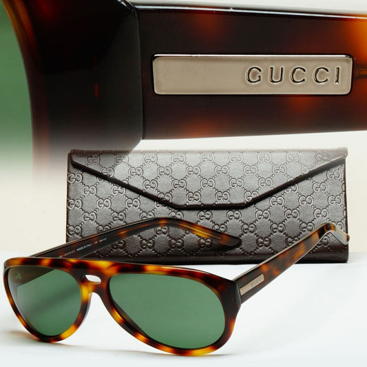 Gucci Sunglasses 1998 Vintage Brown Tortoise Green Pilot GG 1422/S 05L 310125
