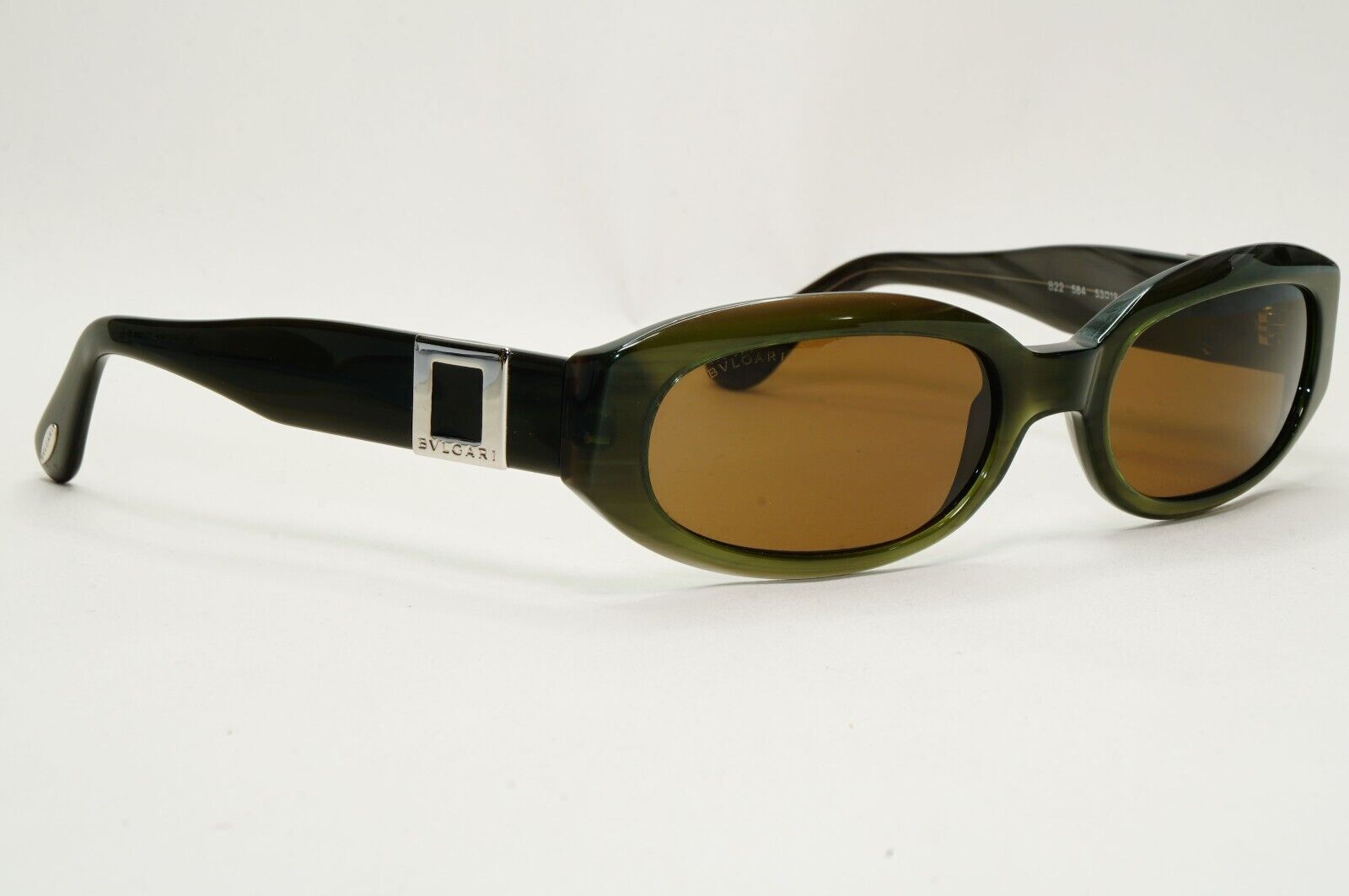 Bvlgari Sunglasses 2007 Vintage Rectangele Brown Dark Green Olive 822 584 091124