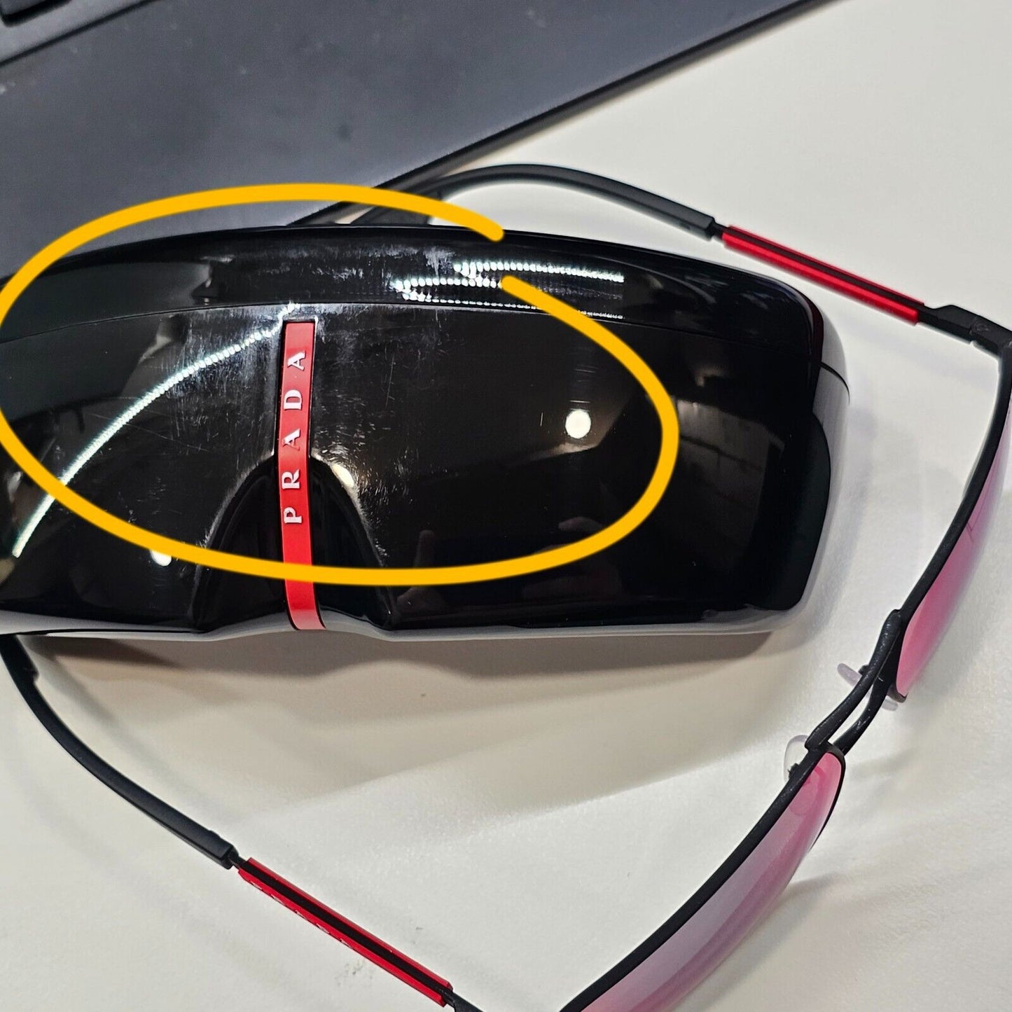 Prada Black Mirror Chameleon Sunglasses Red Blue SPS 50W PS50WS DG0-08F [b 38872