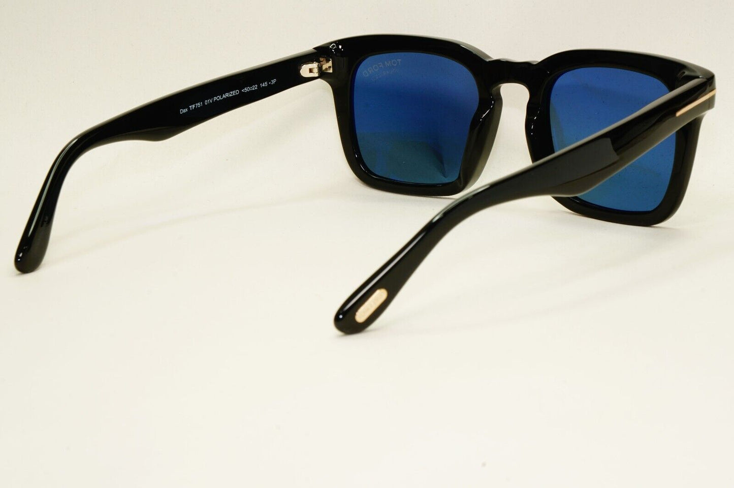 Tom Ford Sunglasses Dax Polarized Black Glossy Square Blue FT0751 TF 751 01V