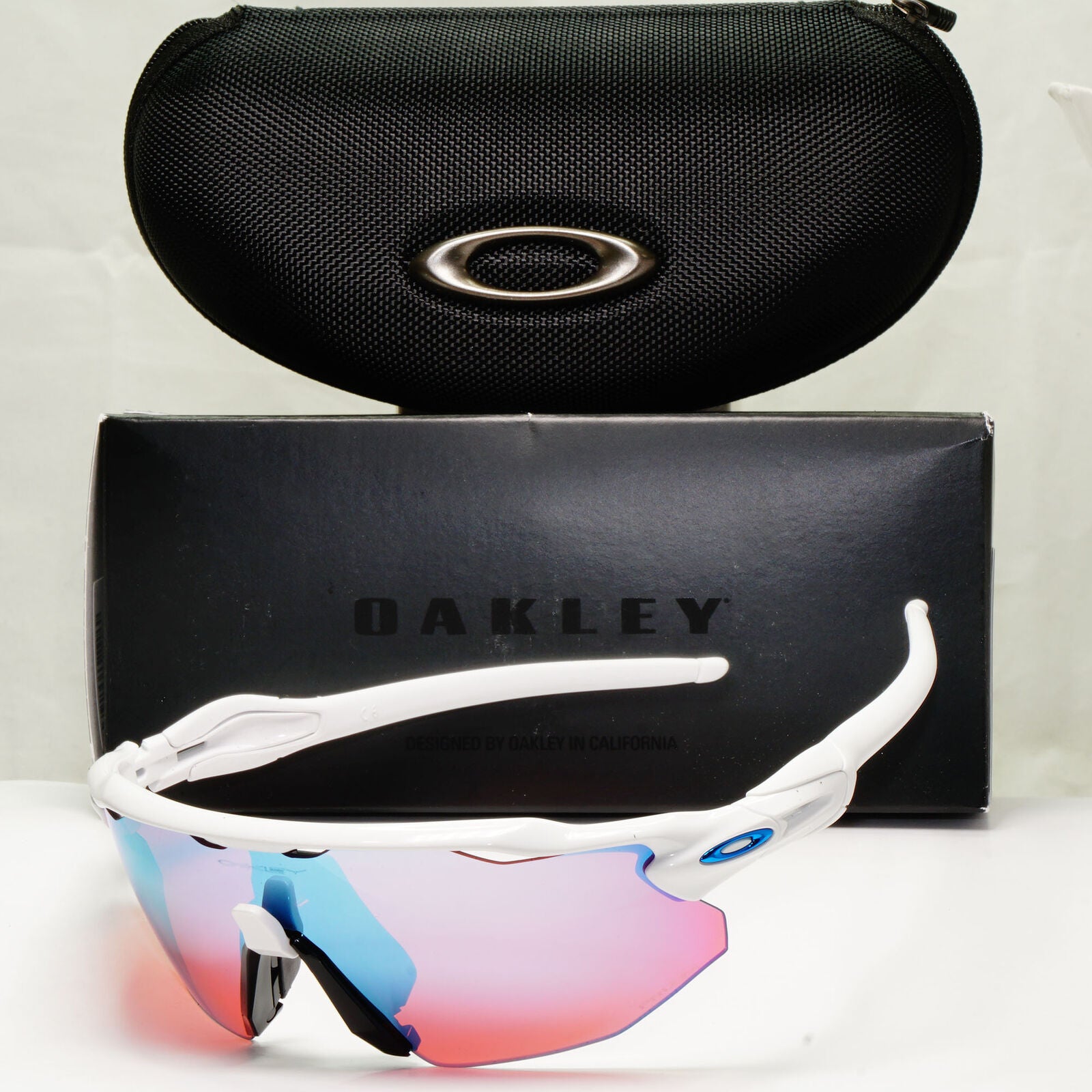 Oakley Radar EV Advacer Sunglasses White Red Mirror Prizm Snow OO 9442 1038