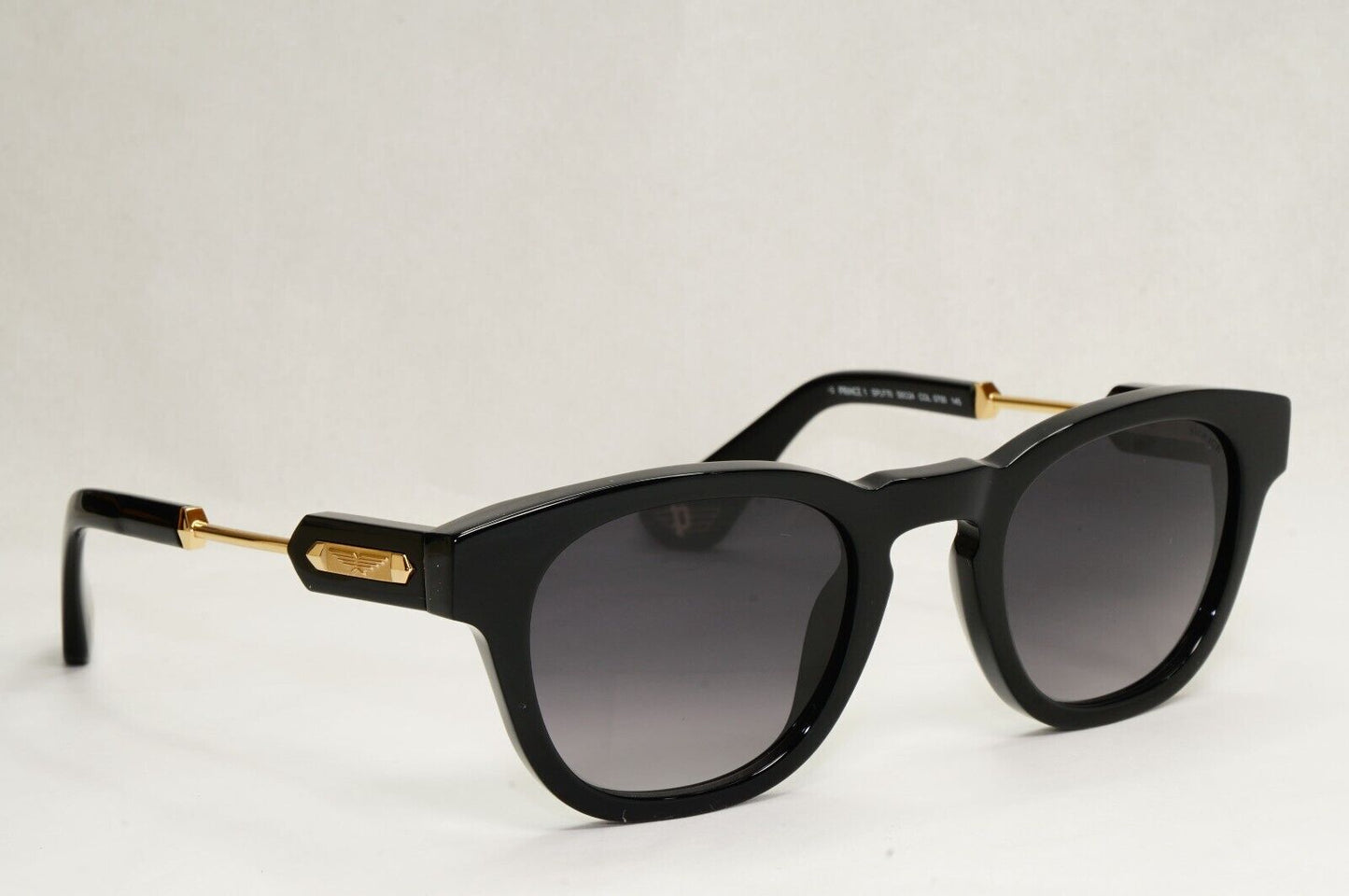 Police Sunglasses Black Gold Grey Gradient Thick Rim SPL F70 Prince 1 COL 0700