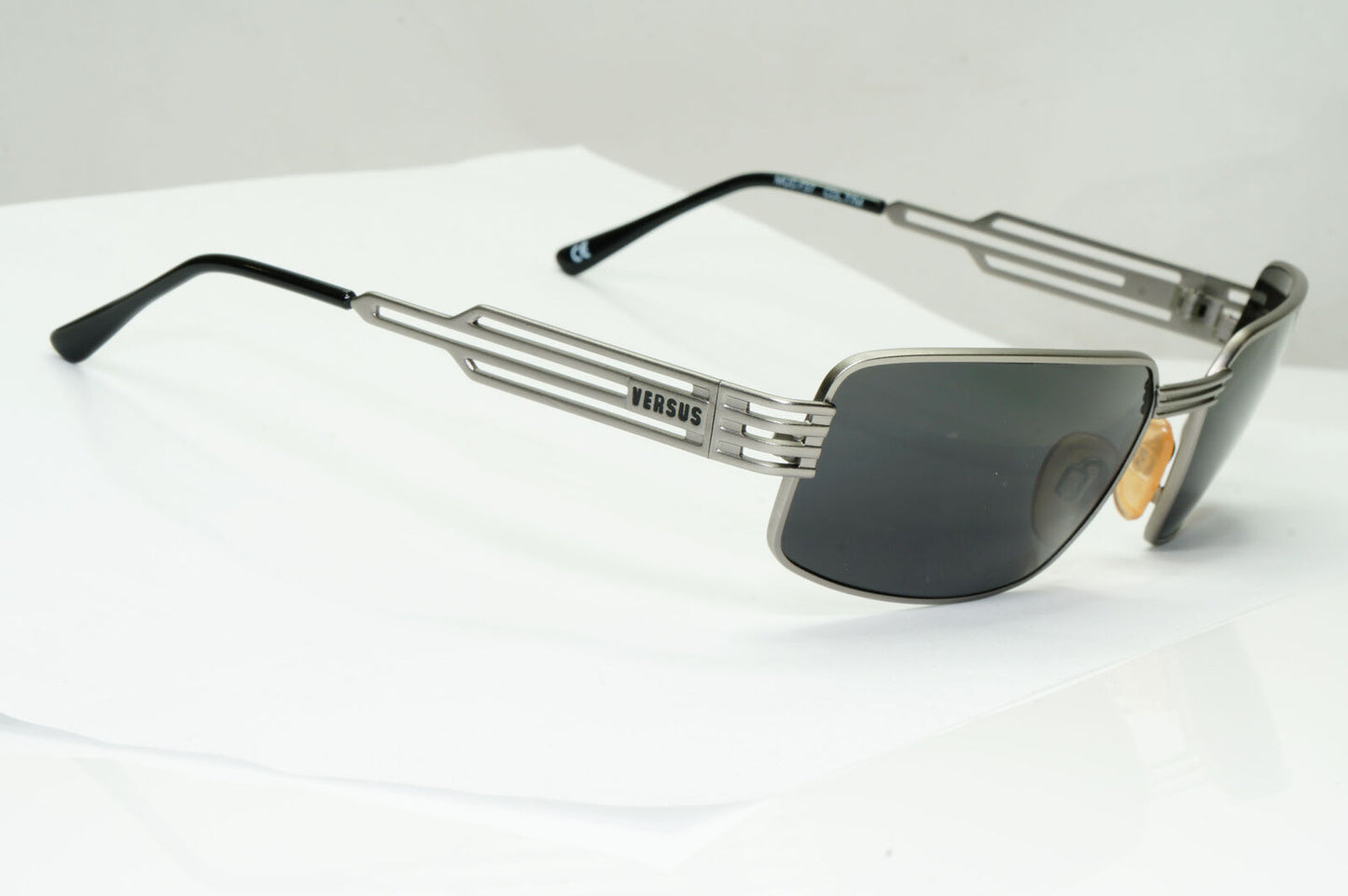 Versus 1996 by Gianni Versace Vintage Silver Black Sunglasses MOD F37 COL 77M