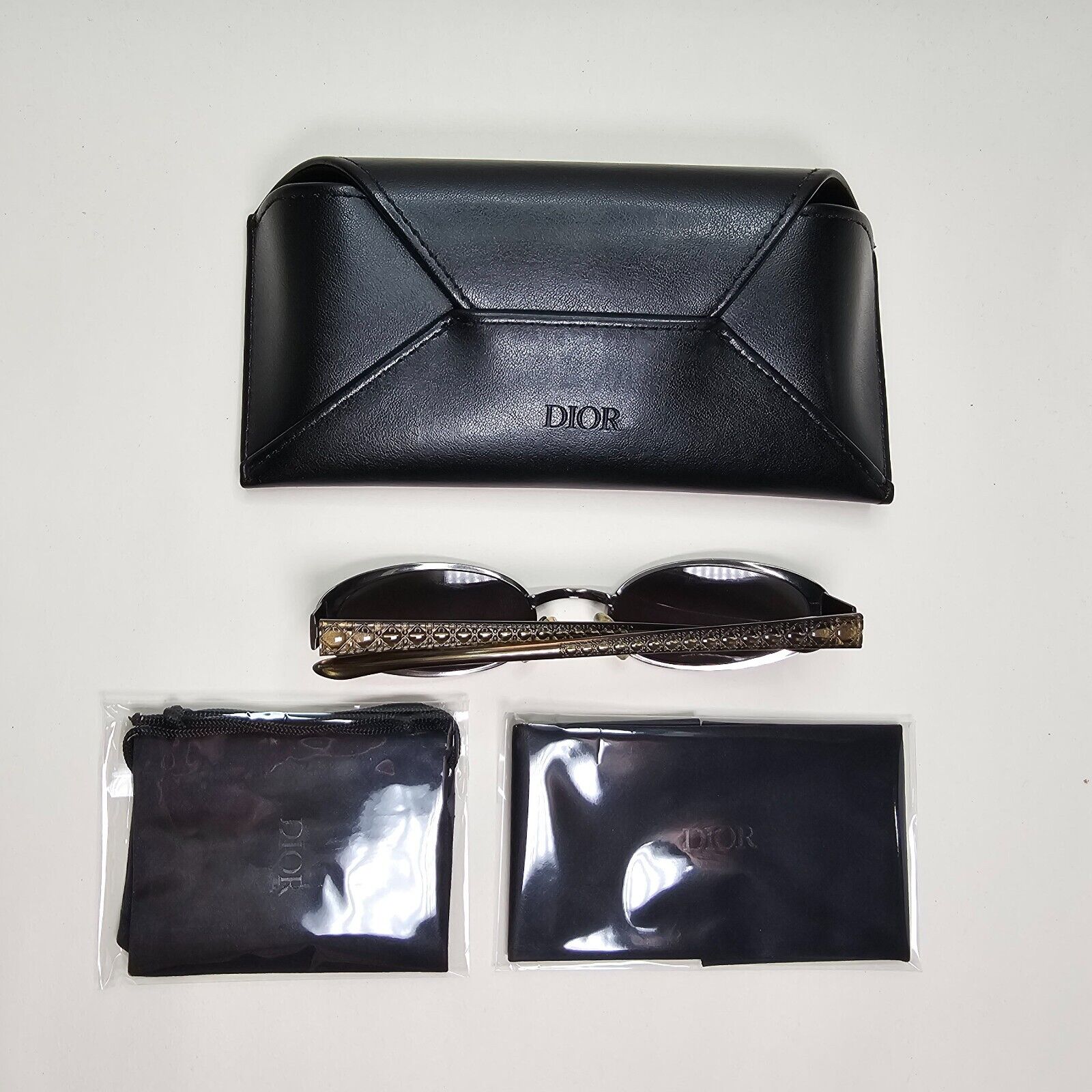 Dior Sunglasses 2002 Vintage Oval Grey Olive Gunmetal Casting 20Z Small 141024