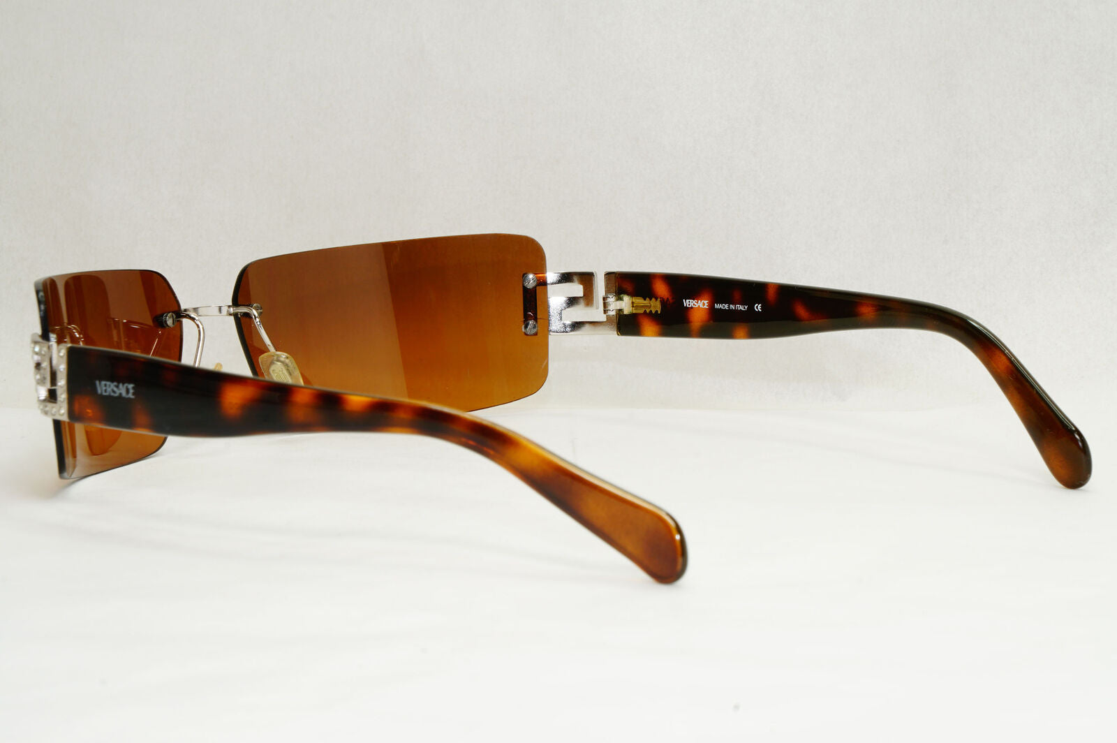 Versace Sunglasses 2004 Vintage Rimless Brown Wrap MOD 2010-B 1000/6U 070224