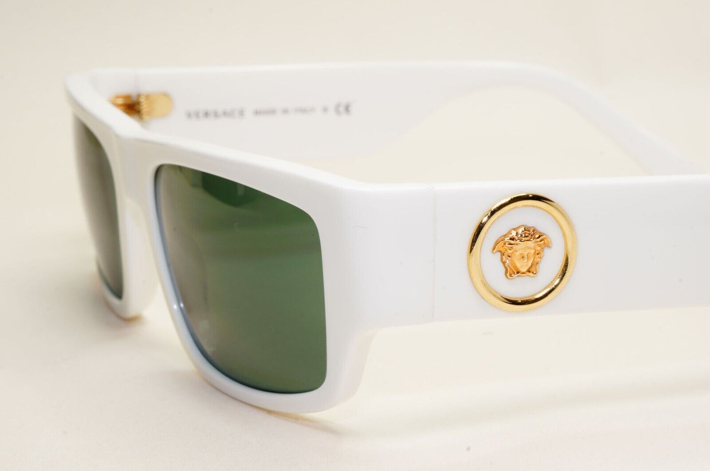 Versace Sunglasses White Green Square Gold Medusa MOD VE 4385 5327/71 56mm