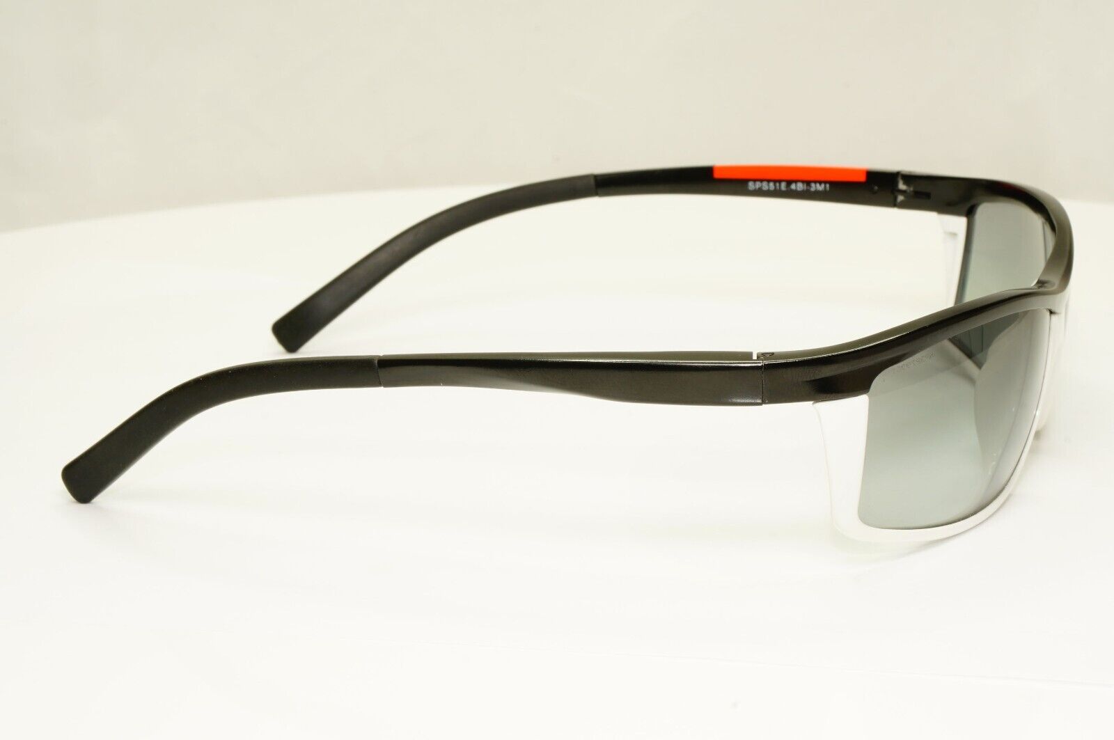 Prada 2004 Rare Sunglasses Vintage Black Smoke Gradient Mens Wrap SPS 51E PS51ES