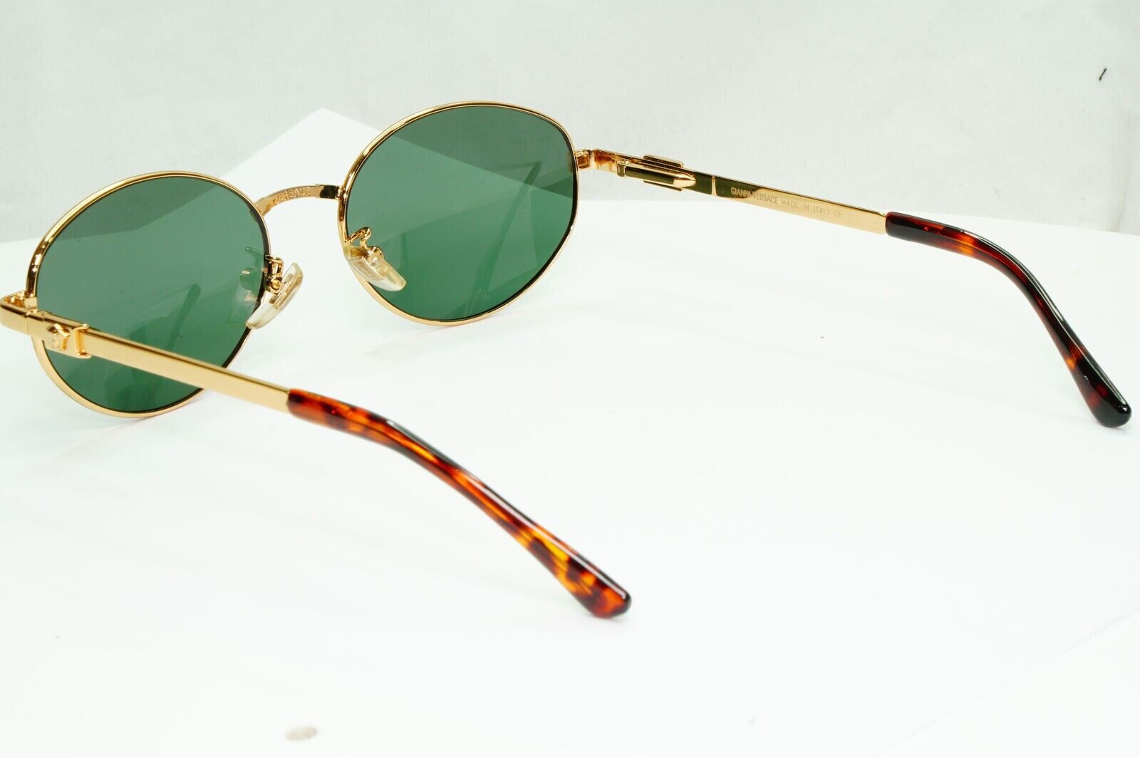 Gianni Versace 1995 Sunglasses Vintage Gold Green Metal Square MOD H65 COL 07M